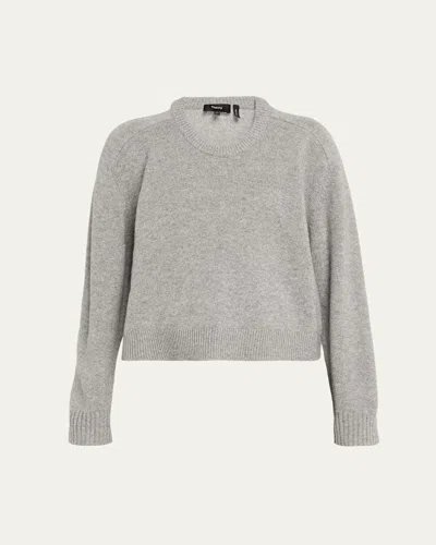 Theory Cashmere Cropped Crewneck Sweater In Multi