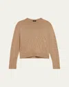 Theory Cashmere Cropped Crewneck Sweater In Royalcamel