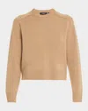 Theory Cashmere Cropped Crewneck Sweater In Royalcamel
