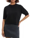 Theory Cashmere Cropped Short-sleeve T-shirt In Black