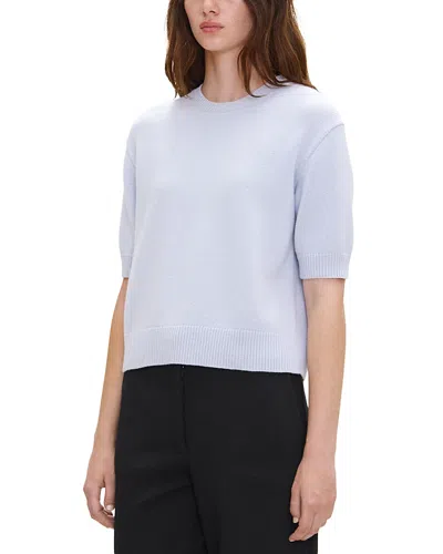 Theory Cashmere Cropped Short Sleeve Sweater In White