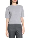 Theory Cashmere Cropped Short Sleeve Sweater In Gray