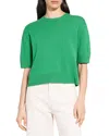 Theory Cashmere Cropped Short Sleeve Sweater In Green