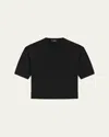 Theory Cashmere Cropped Short-sleeve T-shirt In Blk
