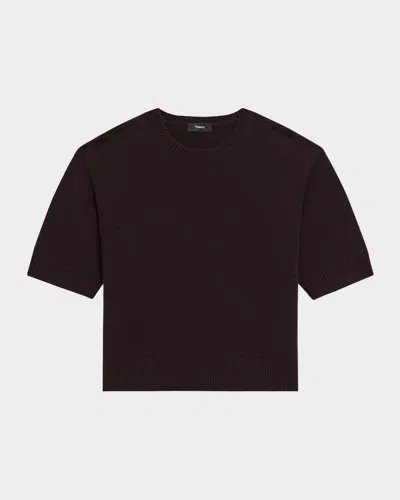 THEORY CASHMERE CROPPED SHORT-SLEEVE T-SHIRT
