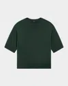 Theory Cashmere Cropped Short-sleeve T-shirt In Hunter Green