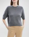 Theory Cashmere Cropped Short-sleeve T-shirt In Light Charcoal