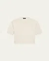 Theory Cashmere Cropped Short-sleeve T-shirt In White