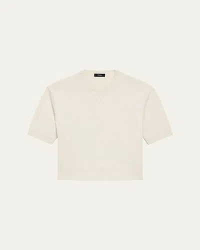 Theory Cashmere Cropped Short-sleeve T-shirt In Neutral