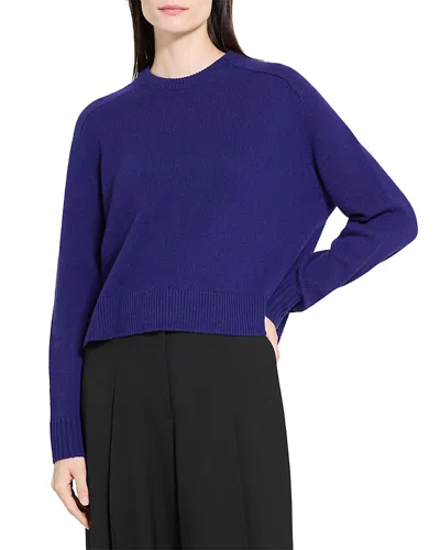 Theory Cashmere Cropped Sweater In Blue