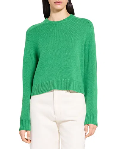 Theory Cashmere Cropped Sweater In Green