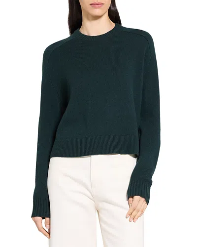 Theory Cashmere Cropped Sweater In Green