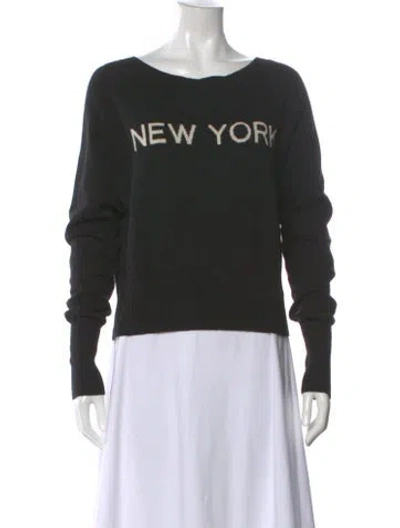 Pre-owned Theory Cashmere Graphic Print Sweater In Black