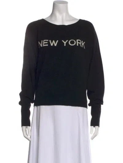 Pre-owned Theory Cashmere Graphic Print Sweater In Black