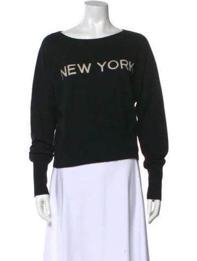 Pre-owned Theory Cashmere Graphic Print Sweater In Black