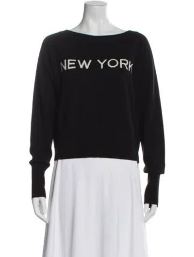 Pre-owned Theory Cashmere Graphic Print Sweater In Black