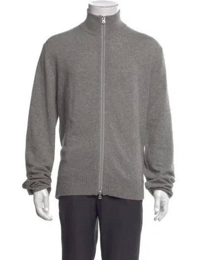 Pre-owned Theory Cashmere Mock Neck Cardigan In Gray