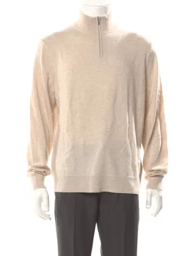 Pre-owned Theory Cashmere Mock Neck Polo Sweater In Neutral