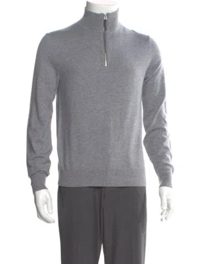 Pre-owned Theory Cashmere Mock Neck Polo Sweater W/ Tags In Gray