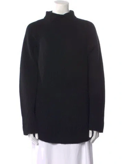 Pre-owned Theory Cashmere Mock Neck Sweater In Black