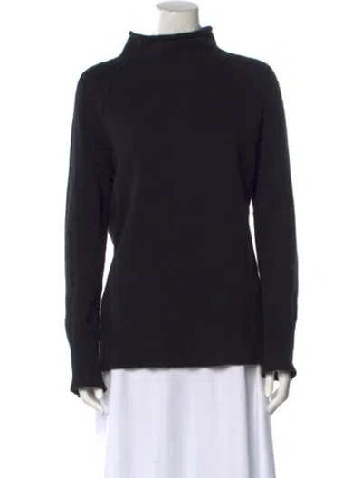 Pre-owned Theory Cashmere Mock Neck Sweater In Black