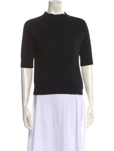 Pre-owned Theory Cashmere Mock Neck Sweater In Black