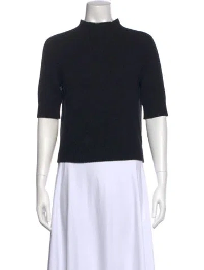 Pre-owned Theory Cashmere Mock Neck Sweater In Black