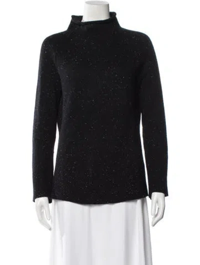 Pre-owned Theory Cashmere Mock Neck Sweater In Black