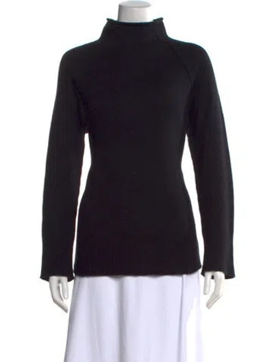 Pre-owned Theory Cashmere Mock Neck Sweater In Black