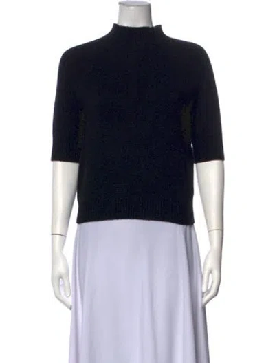 Pre-owned Theory Cashmere Mock Neck Sweater In Black