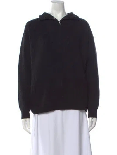 Pre-owned Theory Cashmere Mock Neck Sweater In Black