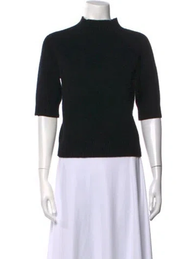 Pre-owned Theory Cashmere Mock Neck Sweater In Black