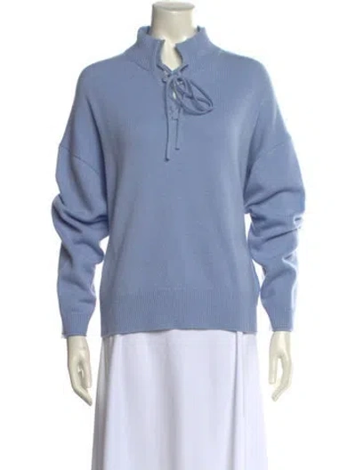 Pre-owned Theory Cashmere Mock Neck Sweater In Blue