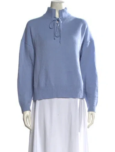 Pre-owned Theory Cashmere Mock Neck Sweater In Blue