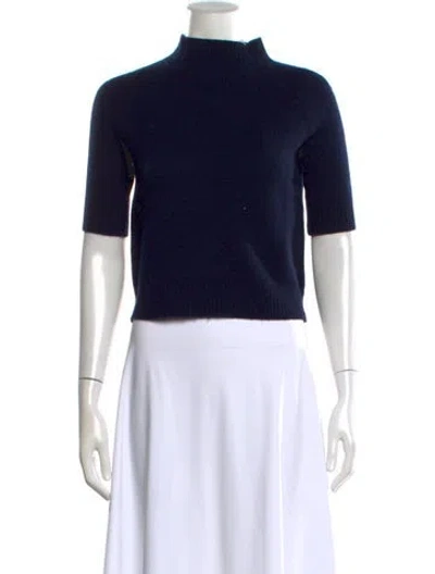Pre-owned Theory Cashmere Mock Neck Sweater In Blue