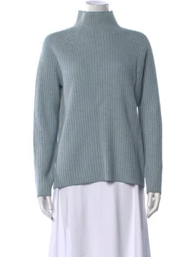 Pre-owned Theory Cashmere Mock Neck Sweater In Blue