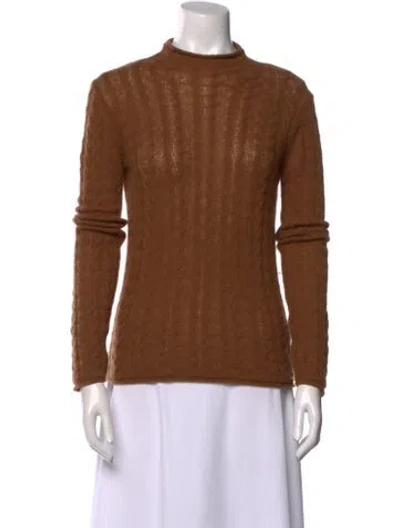 Pre-owned Theory Cashmere Mock Neck Sweater In Brown