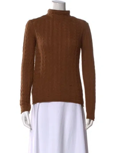 Pre-owned Theory Cashmere Mock Neck Sweater In Brown