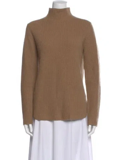 Pre-owned Theory Cashmere Mock Neck Sweater In Brown