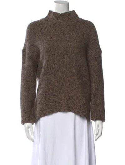 Pre-owned Theory Cashmere Mock Neck Sweater In Brown