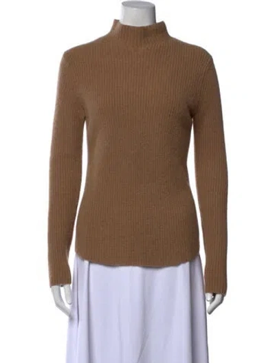 Pre-owned Theory Cashmere Mock Neck Sweater In Brown