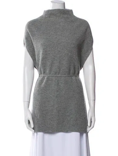 Pre-owned Theory Cashmere Mock Neck Sweater In Gray
