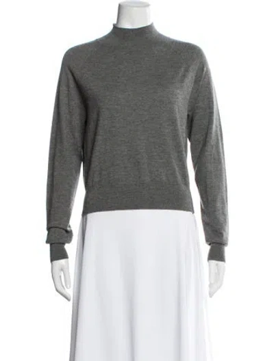 Pre-owned Theory Cashmere Mock Neck Sweater In Gray