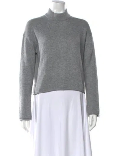 Pre-owned Theory Cashmere Mock Neck Sweater In Gray