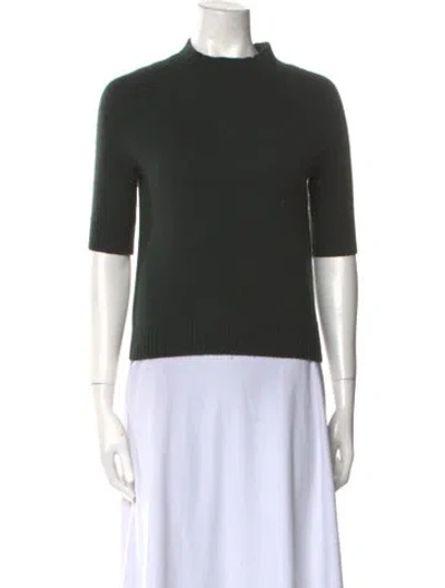 Pre-owned Theory Cashmere Mock Neck Sweater In Green