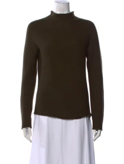 Pre-owned Theory Cashmere Mock Neck Sweater In Green