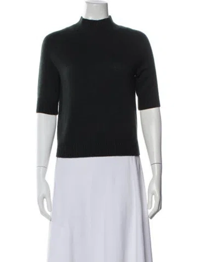 Pre-owned Theory Cashmere Mock Neck Sweater In Green