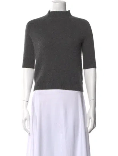 Pre-owned Theory Cashmere Mock Neck Sweater In Grey