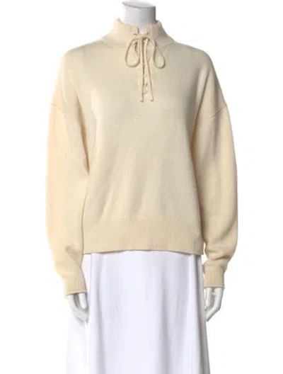 Pre-owned Theory Cashmere Mock Neck Sweater In Neutral