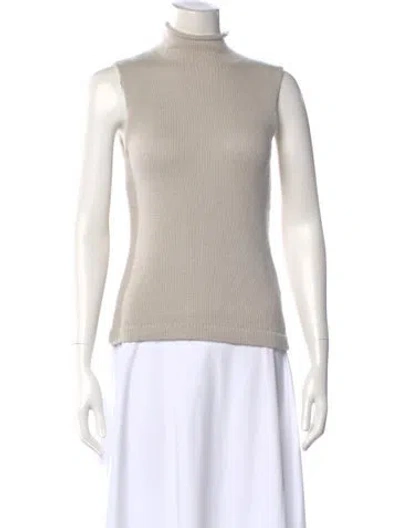 Pre-owned Theory Cashmere Mock Neck Sweater In Neutral